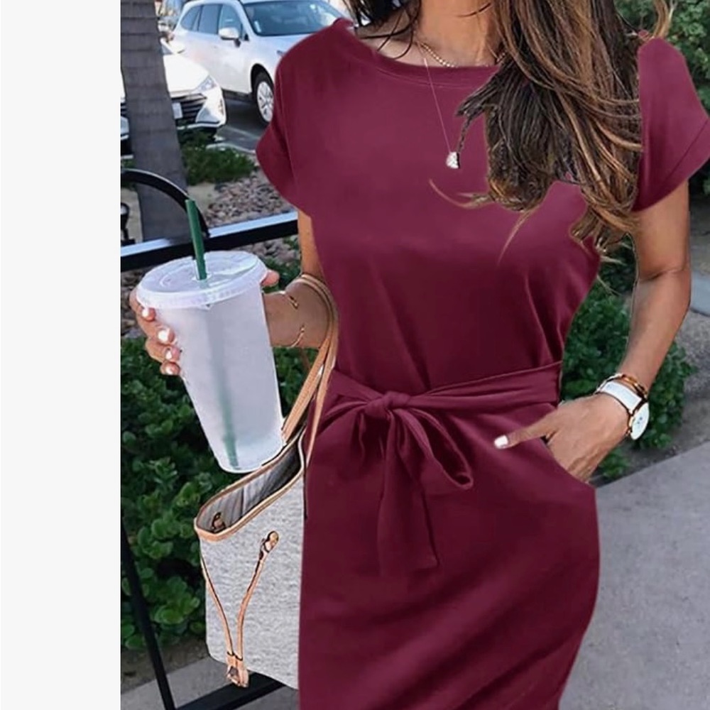 Wrap dress in Red Wine / Maroon!  Size medium!